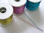 Metallised 1mm thread in Yellow , Pink and Turquoise Blue.....click for larger image
