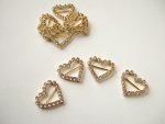 Horizontal Bar Gold Heart Diamonte Buckle or Slider .... click for larger image